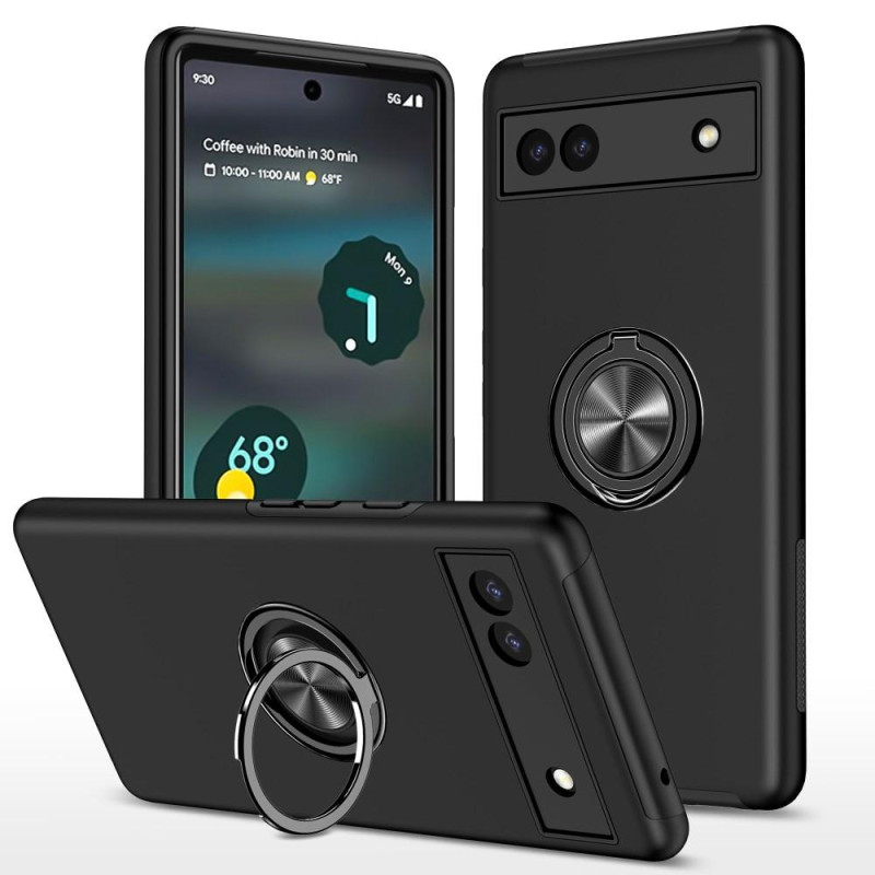Google Pixel 6A sormenrengasjalustan hybridikotelo - musta