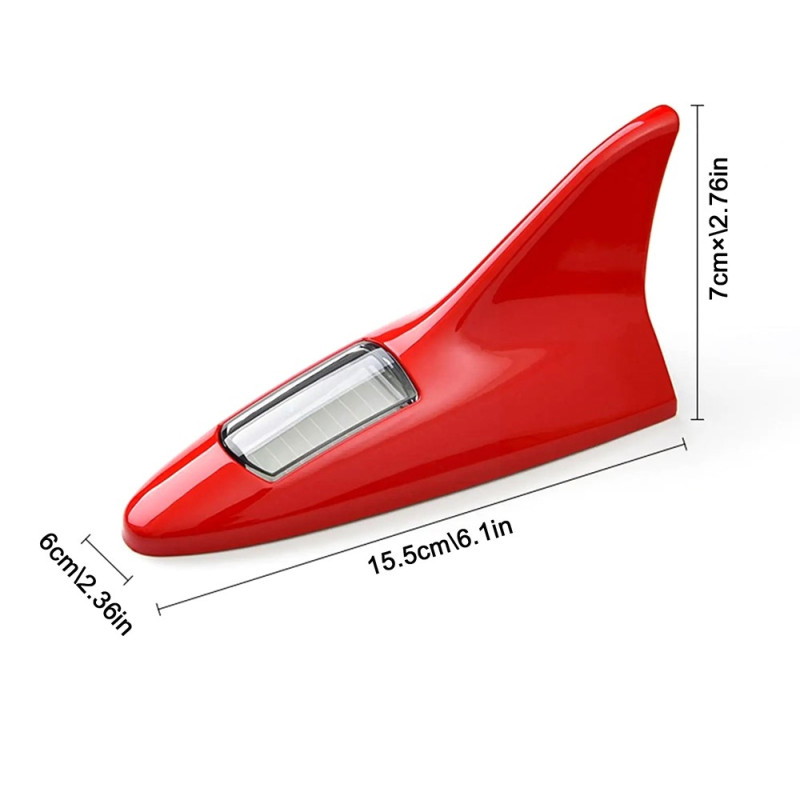 Solar Powered Shark Fin Car Roof Rear Wing 8 LED Flashing Car Lights