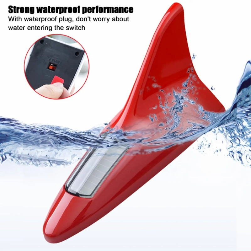 Solar Powered Shark Fin Car Roof Rear Wing 8 LED Flashing Car Lights
