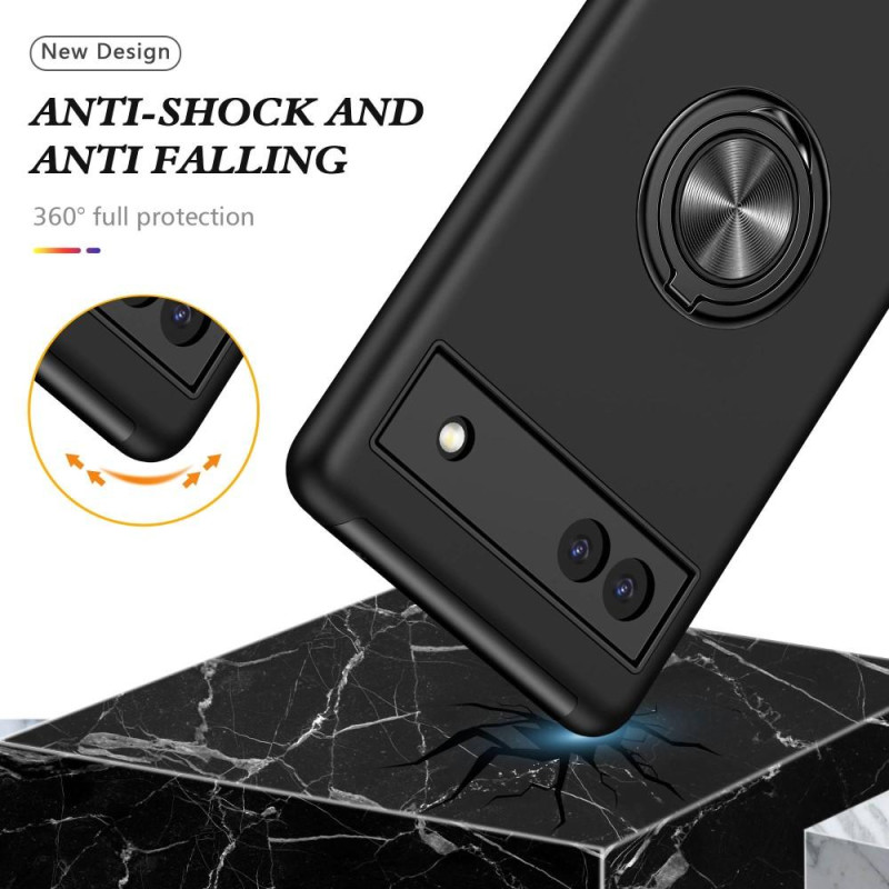 Google Pixel 6A sormenrengasjalustan hybridikotelo - musta