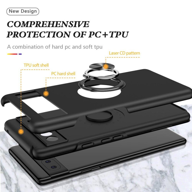Til Google Pixel 6A Fingerring Kickstand Hybrid Taske - Sort
