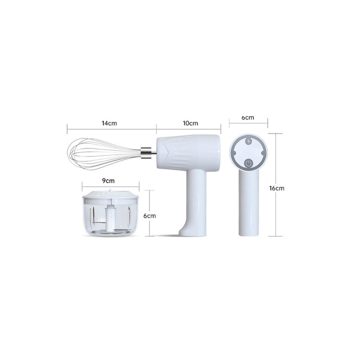 2 - i - 1 håndmixer Elektrisk trådløs genopladelig med skål