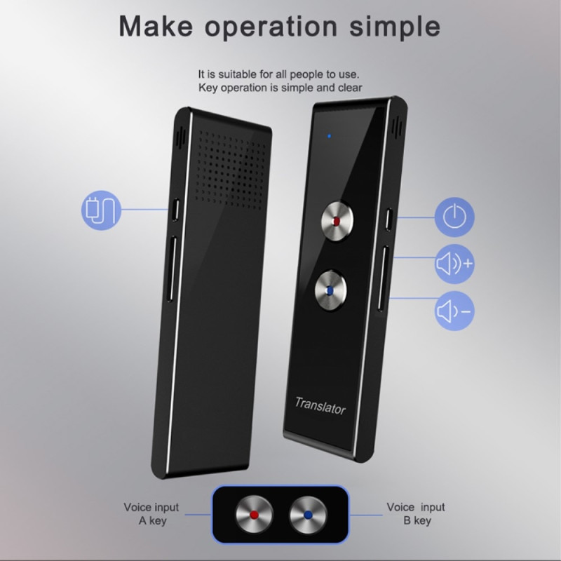 T8+ Bluetooth 40 Language Speech Instant Translator matkaoppimiseen