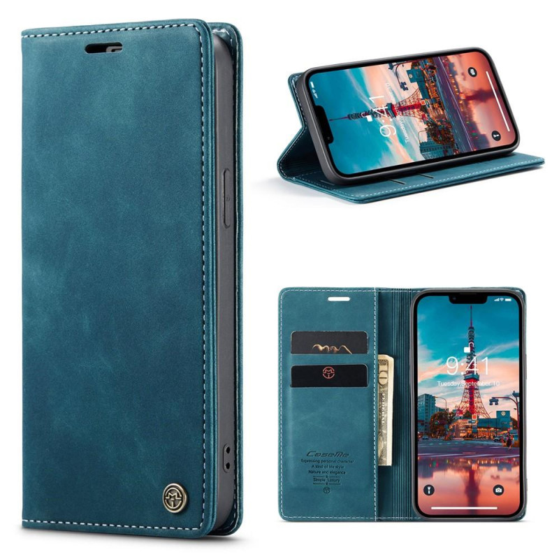 CASEME Retro Wallet Case for iPhone 15 - Blue