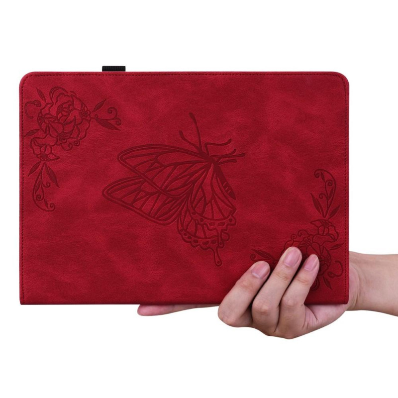 Til iPad 10.9 (2022) Tabletetui Cover Buterfly Imprinting - Rød