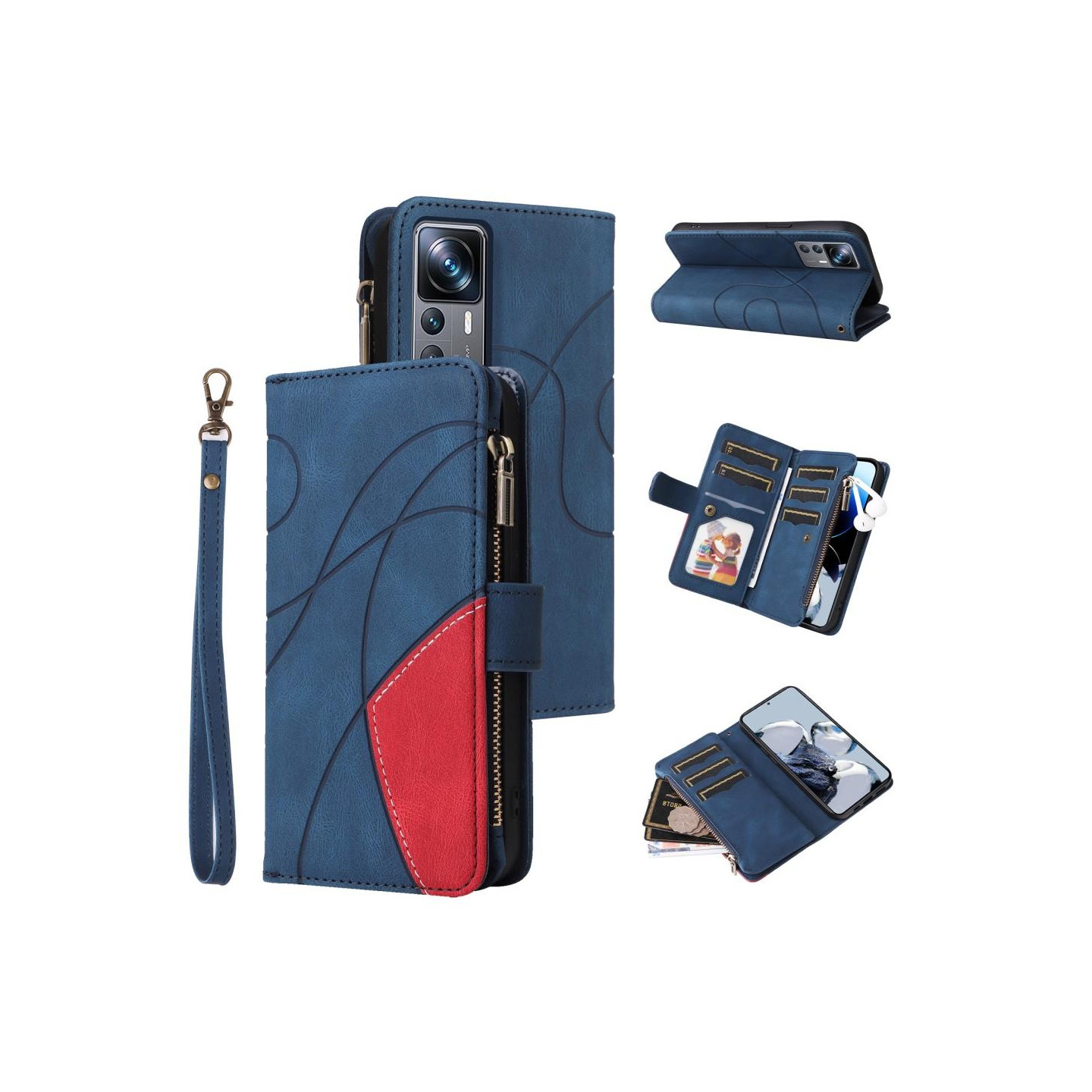 KT Multi - function Series - 5 Xiaomi 12T / 12T Pro Phone Suojakuori - Sininen