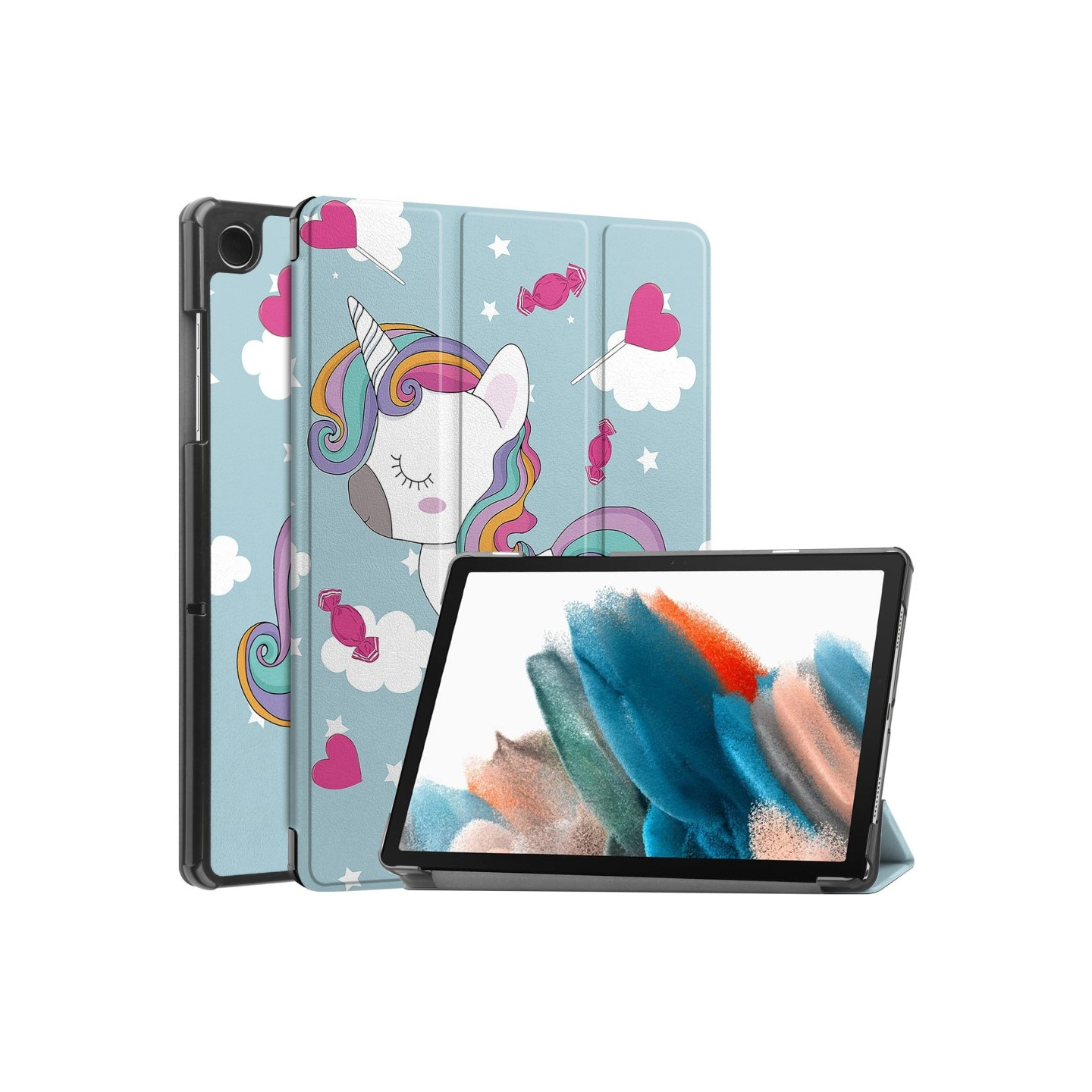 Tri - fold Stand Case for Samsung Galaxy Tab A9+ 11" - Unicorn