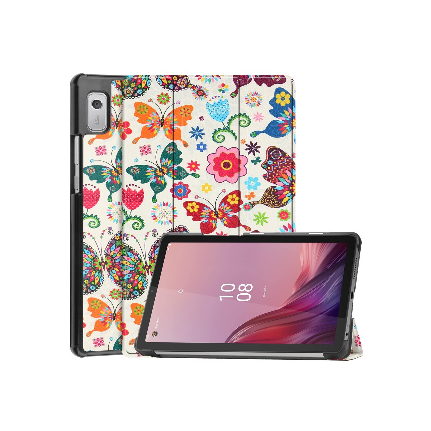 Til Lenovo Tab M9 Trifoldet Stativdæksel - Butterflies