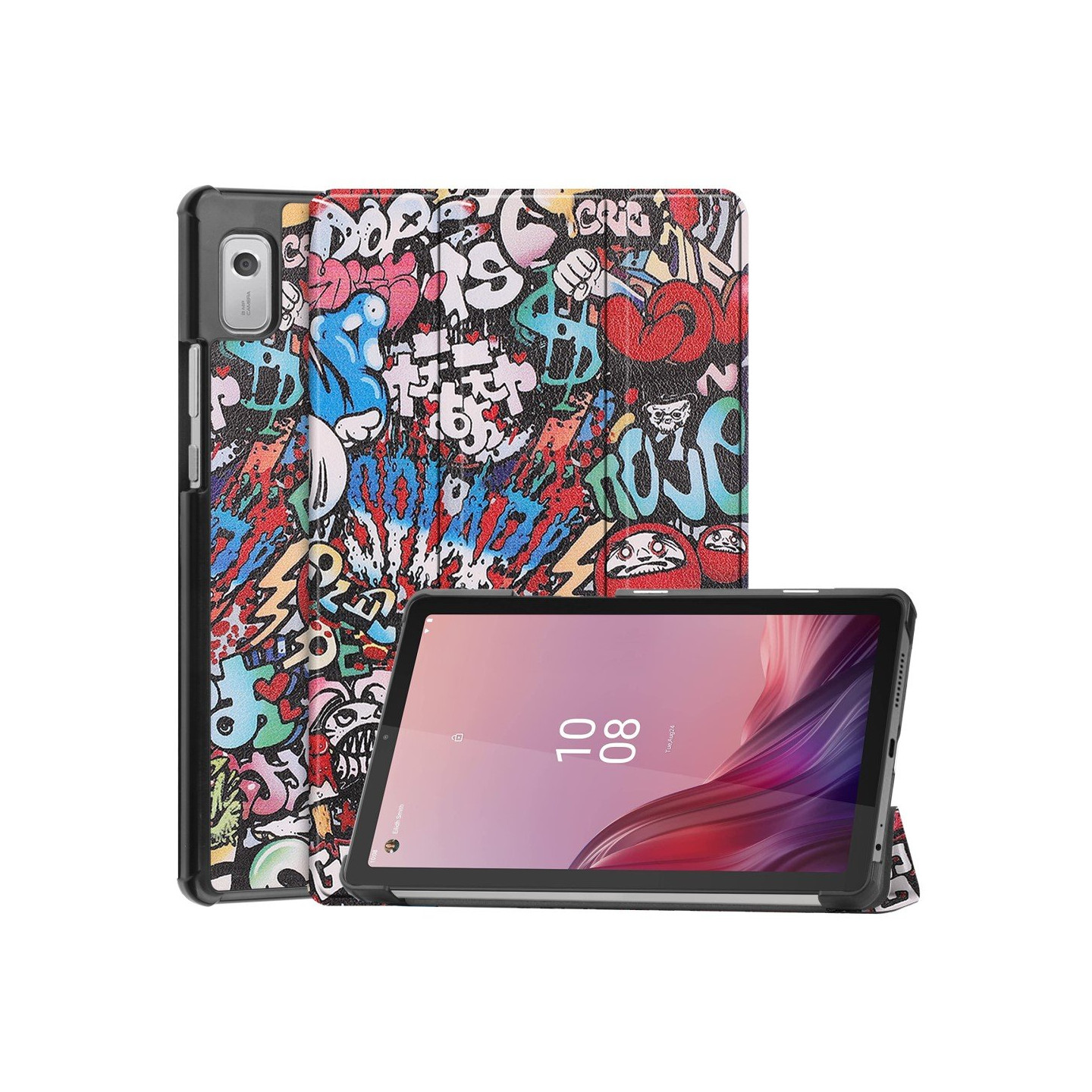 Til Lenovo Tab M9 Trifoldet Stativdæksel - Graffiti