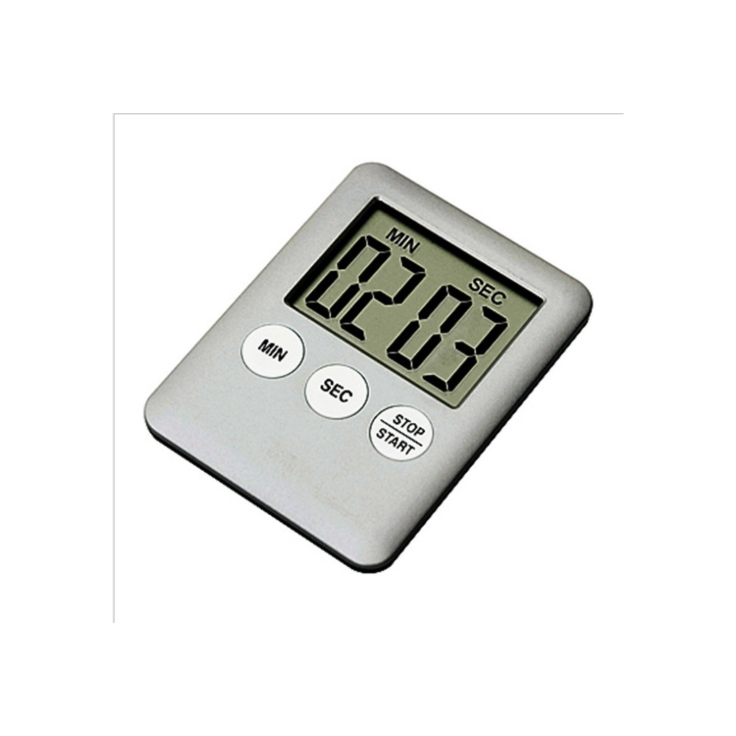 Tynd Køkken Timer Timer Storskærm Digital Magnetisk Nedtælling - Sølv