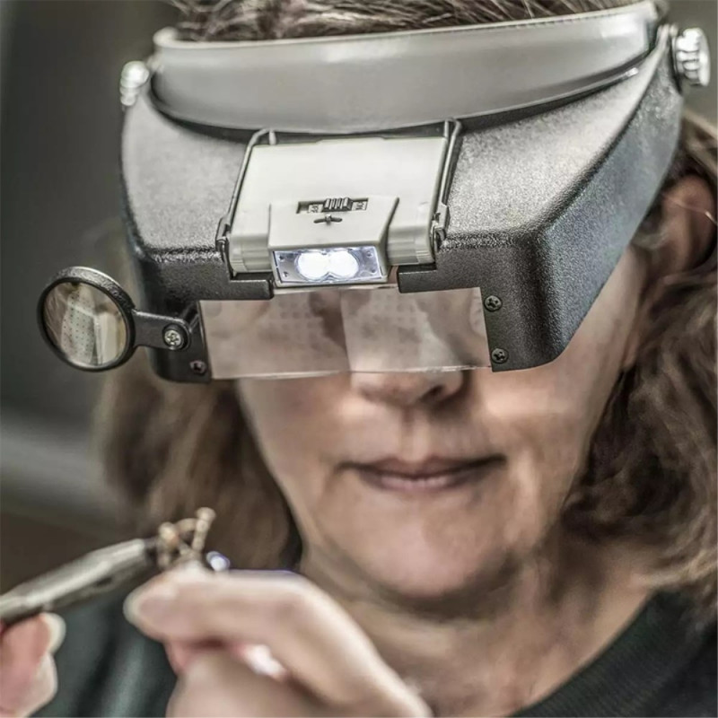 Forstørrelsesglas Hovedbøjle LED pære Visir Hoved monteret