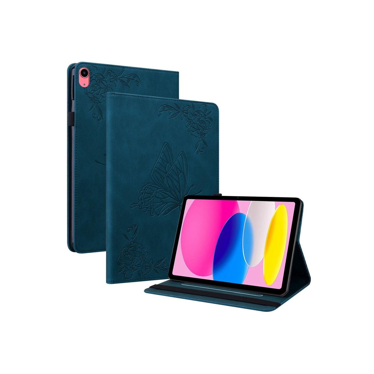 Til iPad 10.9 (2022) Tabletetui Cover Buterfly Imprinting - Blå