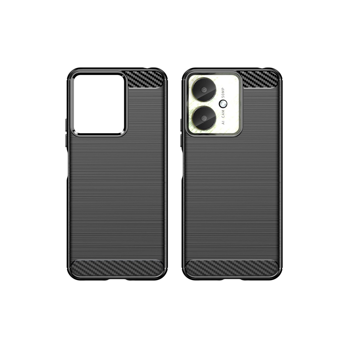 Til Xiaomi Redmi 13C Carbon fiber tekstur Cover Back - Sort