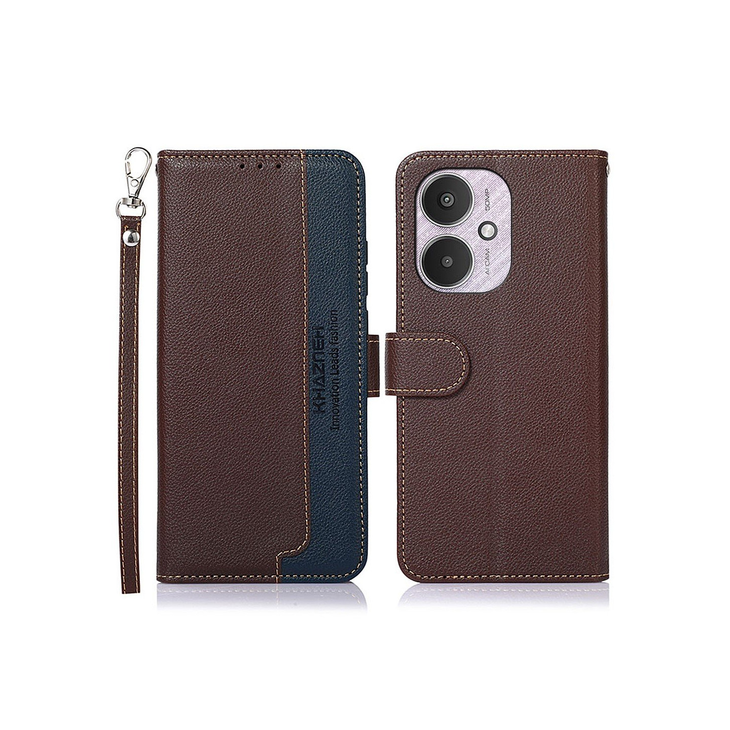 KHAZNEH Wallet case for Xiaomi Redmi 13C - Brown - Blue
