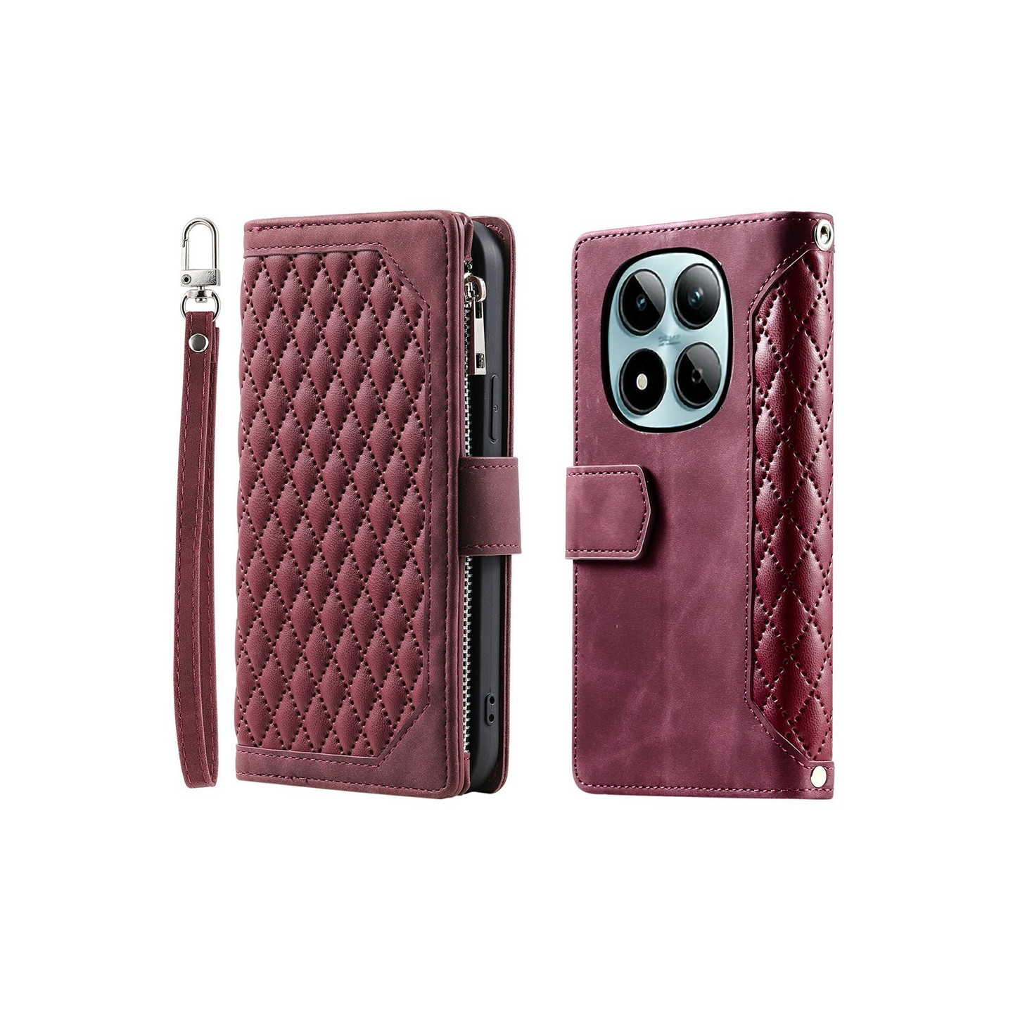 Til Xiaomi Redmi Note 15 Pro 5G Zipper Wallet Case Rhombus Telefoncover