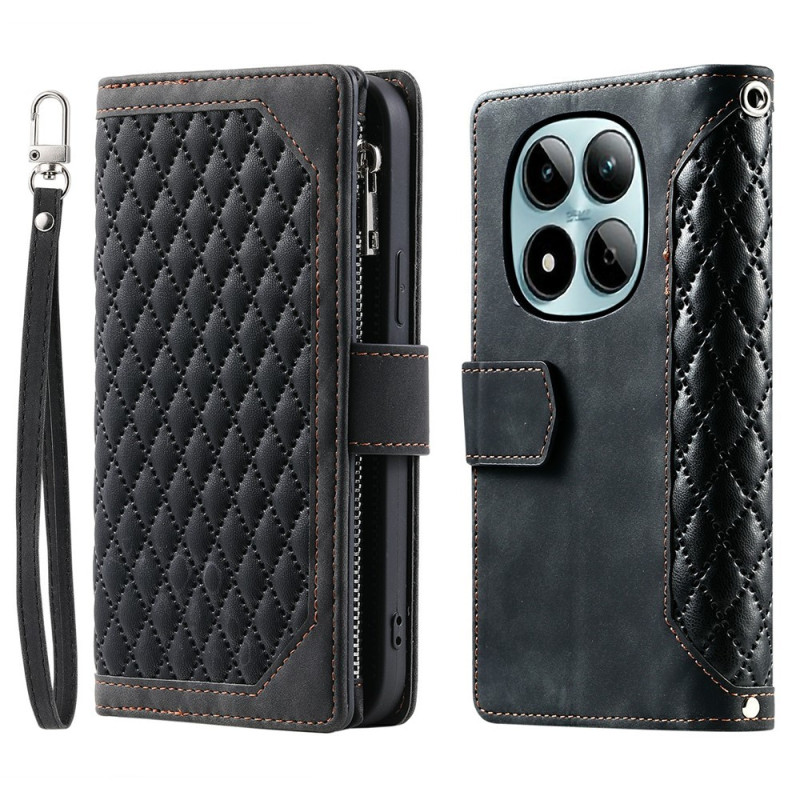 Xiaomi Redmi Note 15 Pro 5G Zipper Wallet Case Rhombus Stitching Line Puhelinsuojus