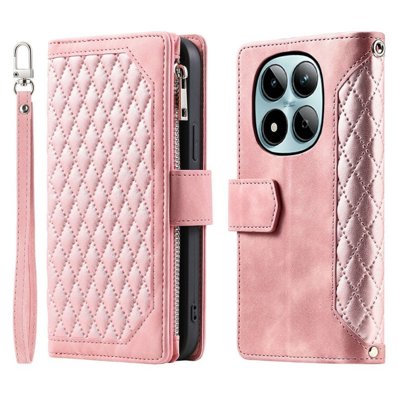Xiaomi Redmi Note 15 Pro 5G Zipper Wallet Case Rhombus Stitching Line Puhelinsuojus