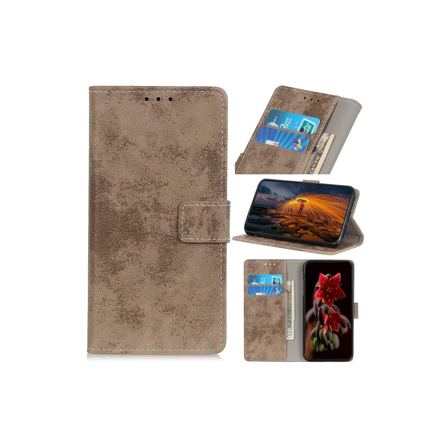 Retro Wallet Stand Case for Google Pixel 6a - Khaki