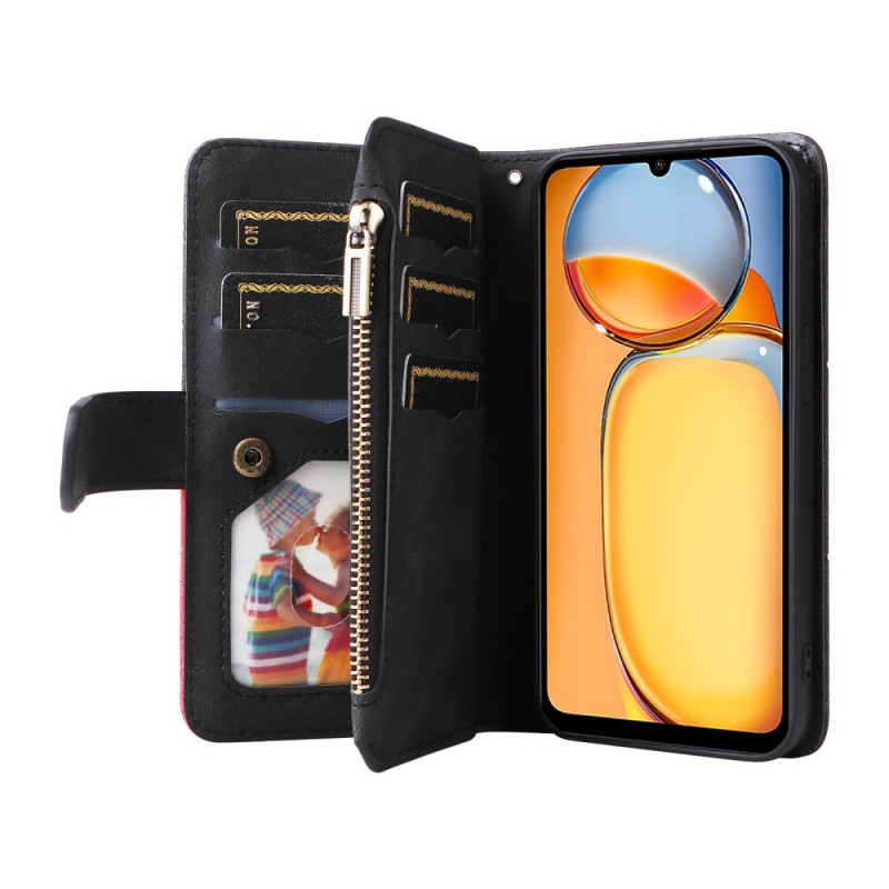 KT Wallet Case for Xiaomi Redmi 13C - Black - Red