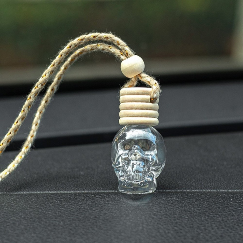 skull glass bottle perfume bottle wooden lid container liquid