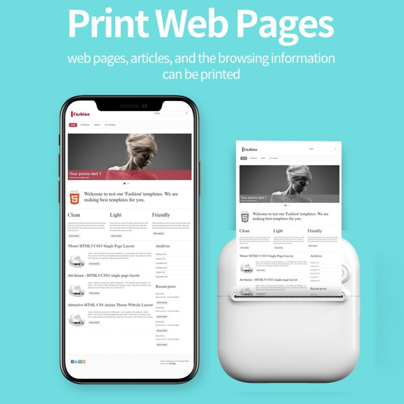 Bluetooth - fotoprinter Bærbar trådløs kontormemoprinter
