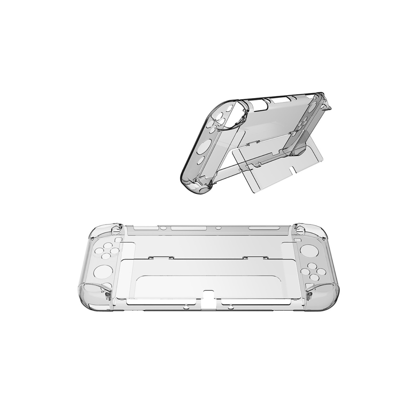 Yhteensopiva Nintendo Switch OLED Protector - läpinäkyvän suojakotelon kanssa jalustalla