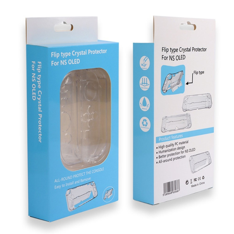 Kompatibel med Nintendo Switch OLED Protector Transparent Case med Kickstand