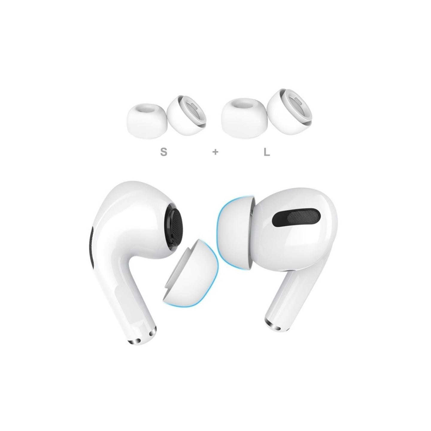 2 pairs of earphone tips for Apple AirPods Pro 2, size: S+L