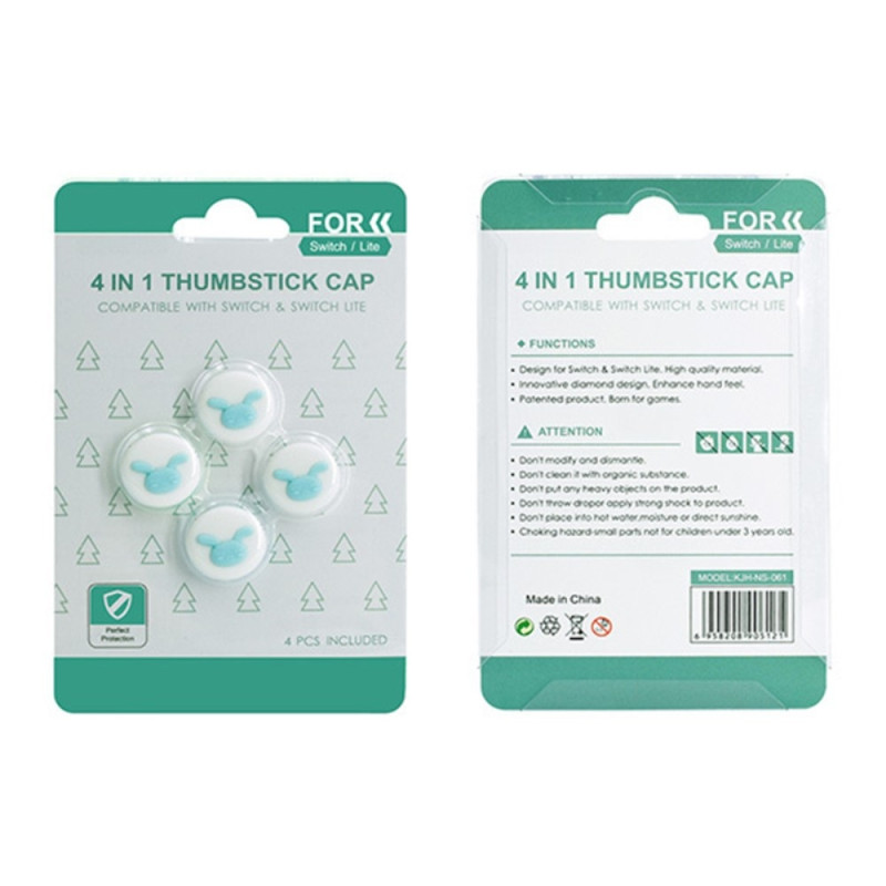 Kompatibel med Nintendo Switch Lite Cartoon Silikon Knapper - Hvit+Blå