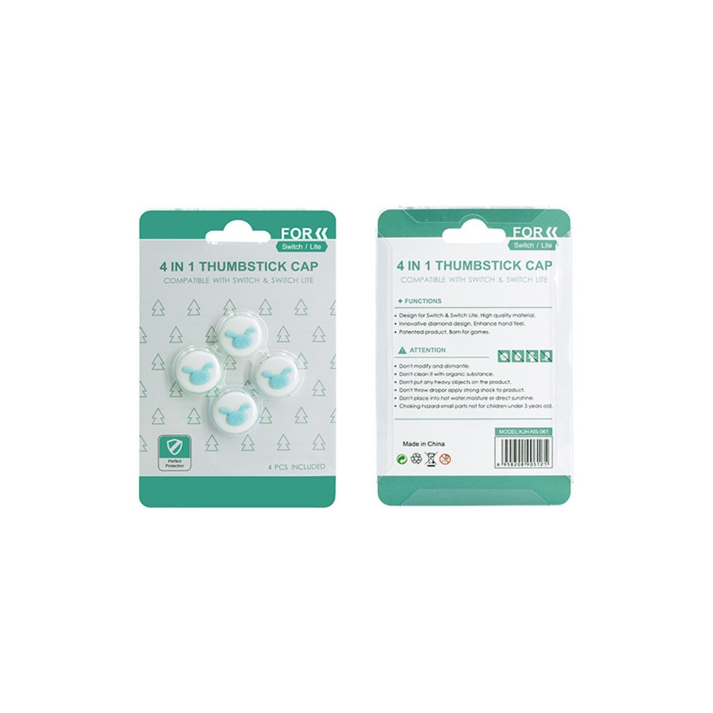 Yhteensopiva Nintendo Switch Switch Lite - sarjakuvan silikonipainikkeiden kanssa - valkoinen+sininen