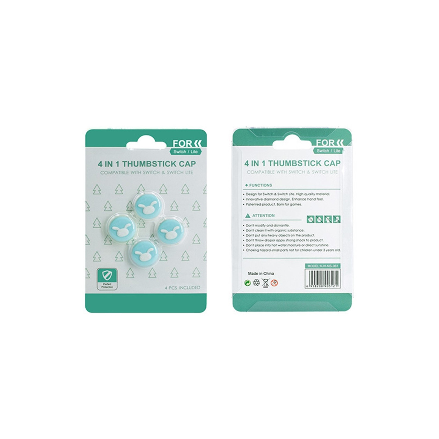 Kompatibel med Nintendo Switch Lite Cartoon Silikon Knapper - Blå+Hvit