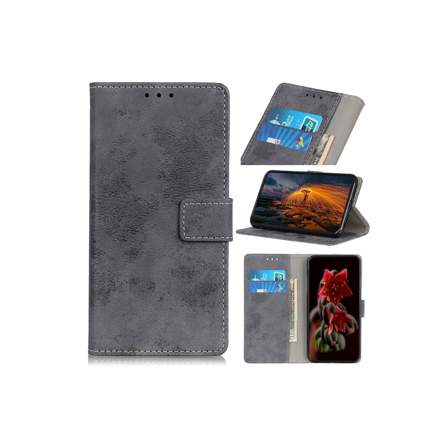 Retro tegnebog stativetui til Google Pixel 6a - Grå