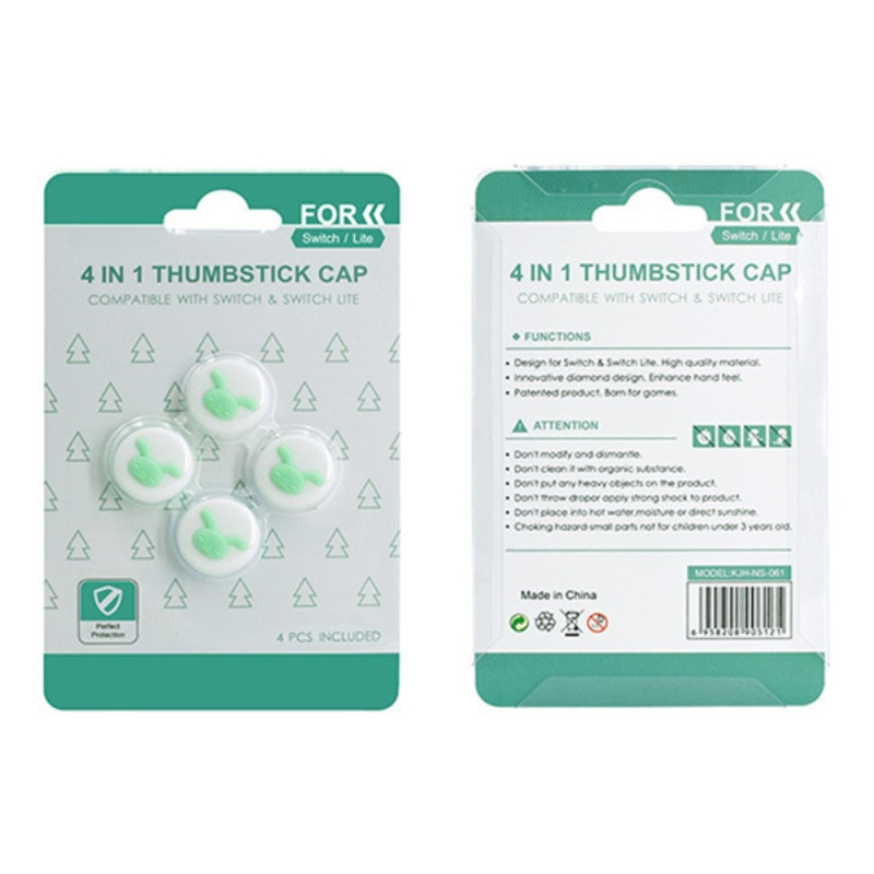 Compatible with Nintendo Switch Switch Lite Cartoon Silicone Buttons - White+Green