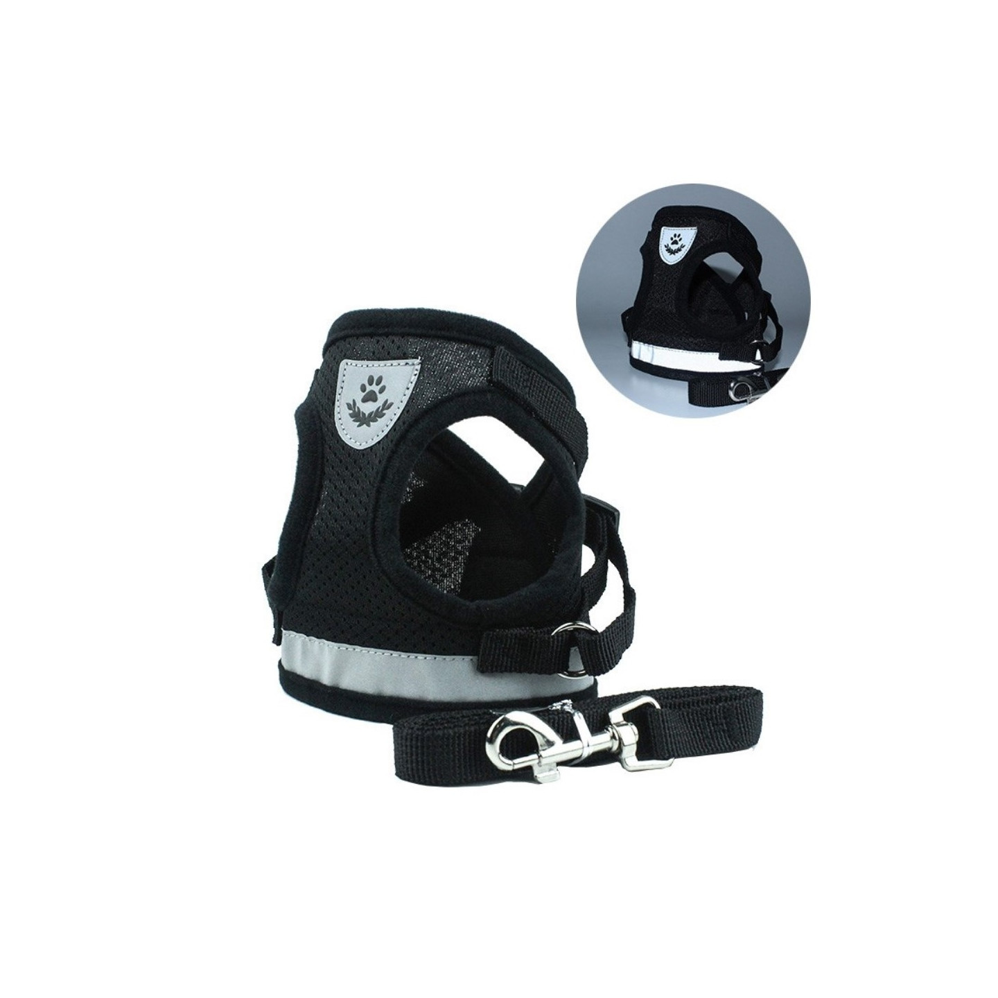 Reflective Dog Harness for Small Medium Dog - Black/XL