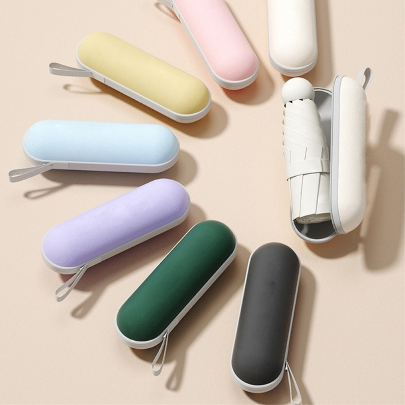 Stabil paraply Anti - UV sammenleggbar kompakt med kapselveske