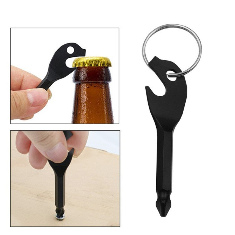 Portable Bottle Opener Key Design Mini Phillips Screwdriver