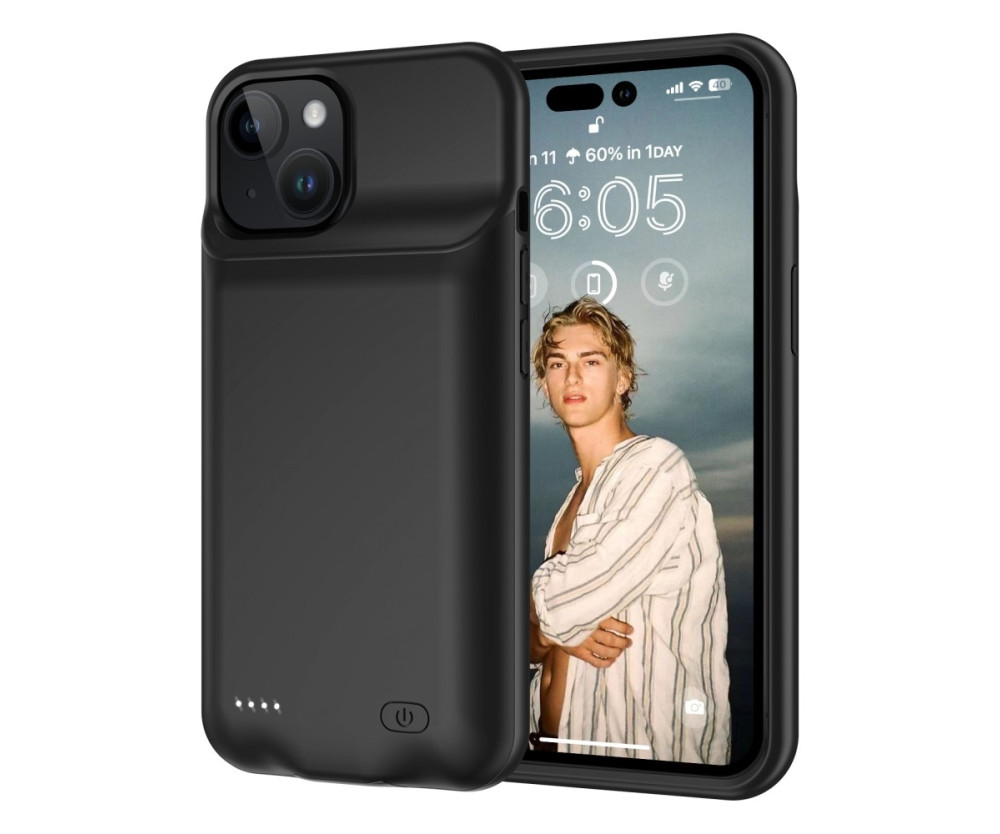 Uppladdningsbart Batteri Fodral Skal för iPhone 15 Plus 8500mAh