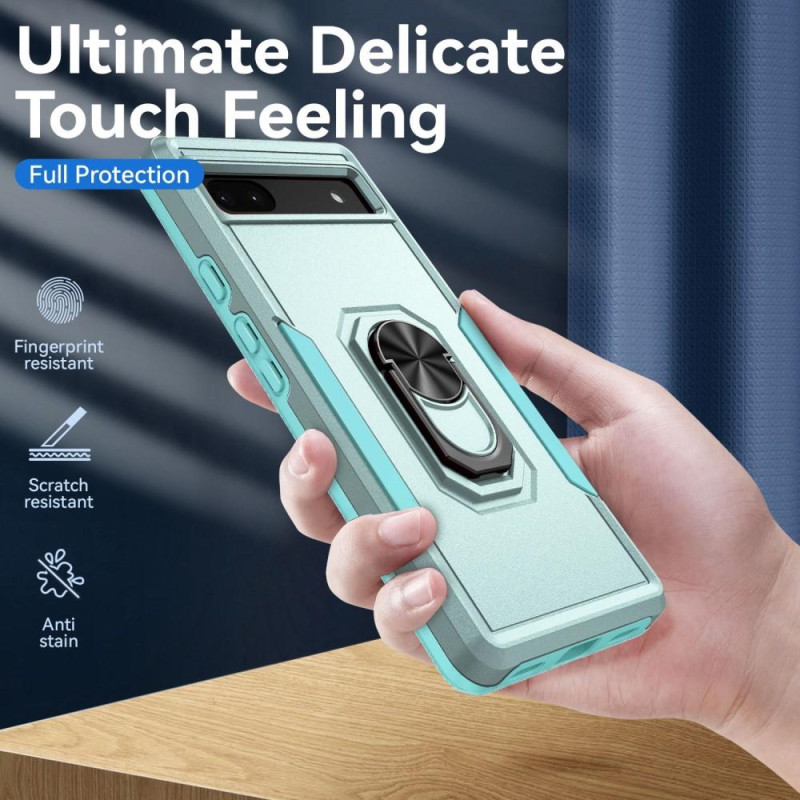 Google Pixel 6A Stødsikker TPU+PC Kickstand Telefontaske Bilmonteret Metalplade - Grøn