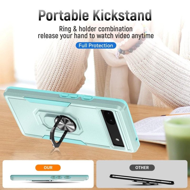 Google Pixel 6A Hybrid - deksel med fingerring og metallplate - grønn