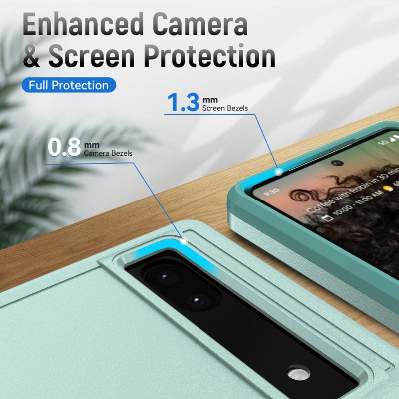 Google Pixel 6A Stødsikker TPU+PC Kickstand Telefontaske Bilmonteret Metalplade - Grøn