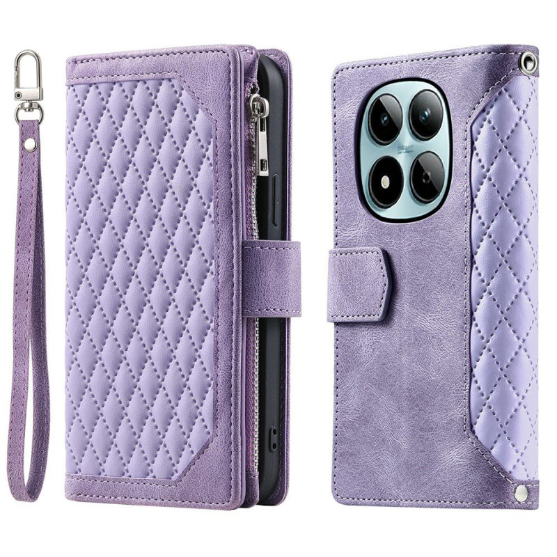 For Xiaomi Redmi Note 15 Pro 5G Zipper Wallet Case Rhombus Phone Cover