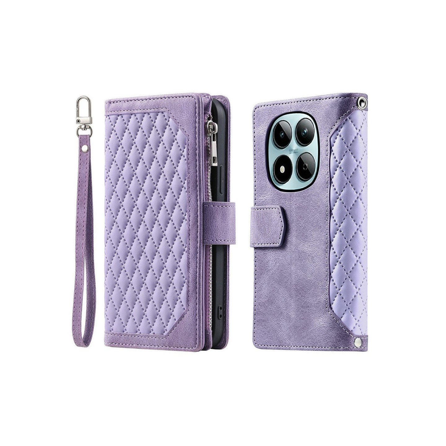 Xiaomi Redmi Note 15 Pro 5G Zipper Wallet Case Rhombus Stitching Line Puhelinsuojus