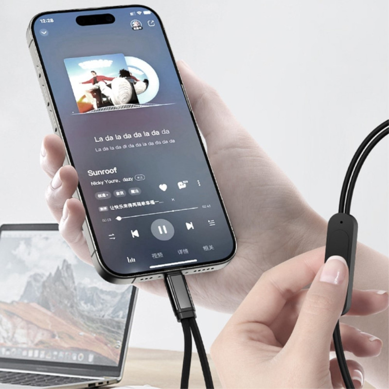 USB - C han til 3,5 mm + USB - C hun telefonadapter AUX splitter