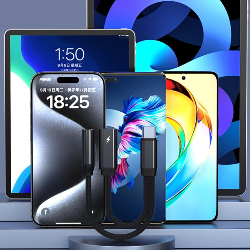 USB - C mann til 3,5 mm+USB - C kvinnelig hodetelefonadapter AUX - splitter