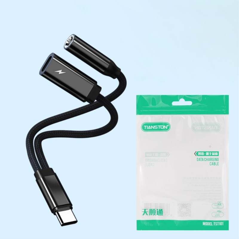 USB - C mann til 3,5 mm+USB - C kvinnelig hodetelefonadapter AUX - splitter