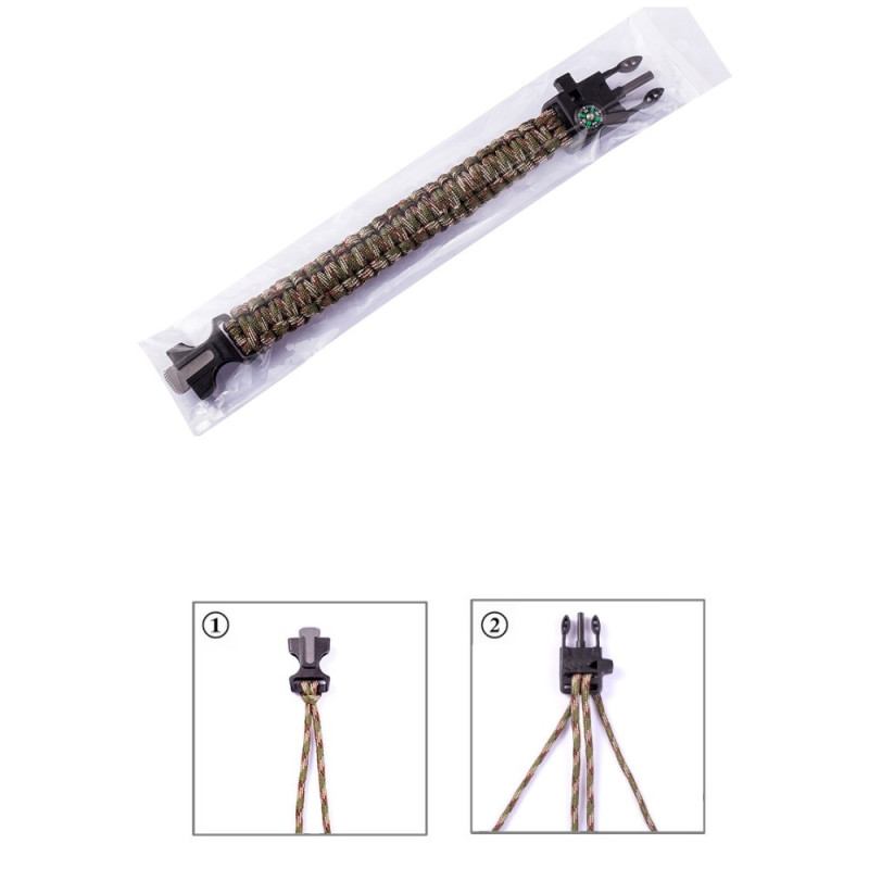 Survival Bracelet Survival Emergency Armbånd - Grønn kamuflasje