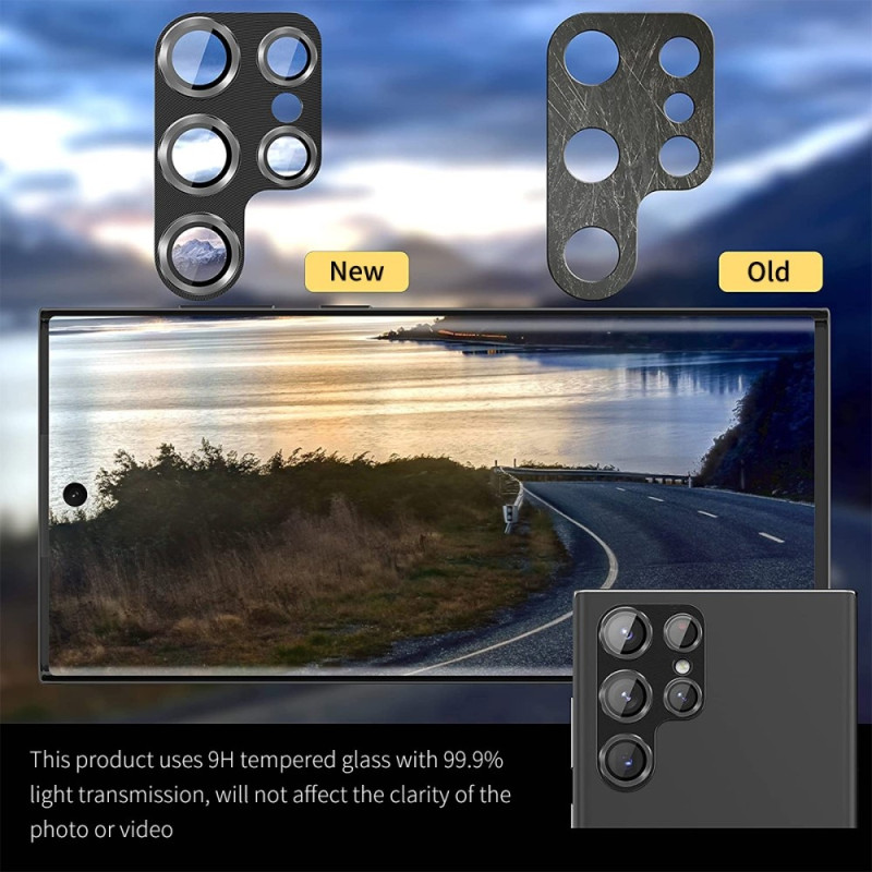 ENKAY kameralinsedeksel til Samsung Galaxy S24 Ultra aluminiumslegering+herdet glass