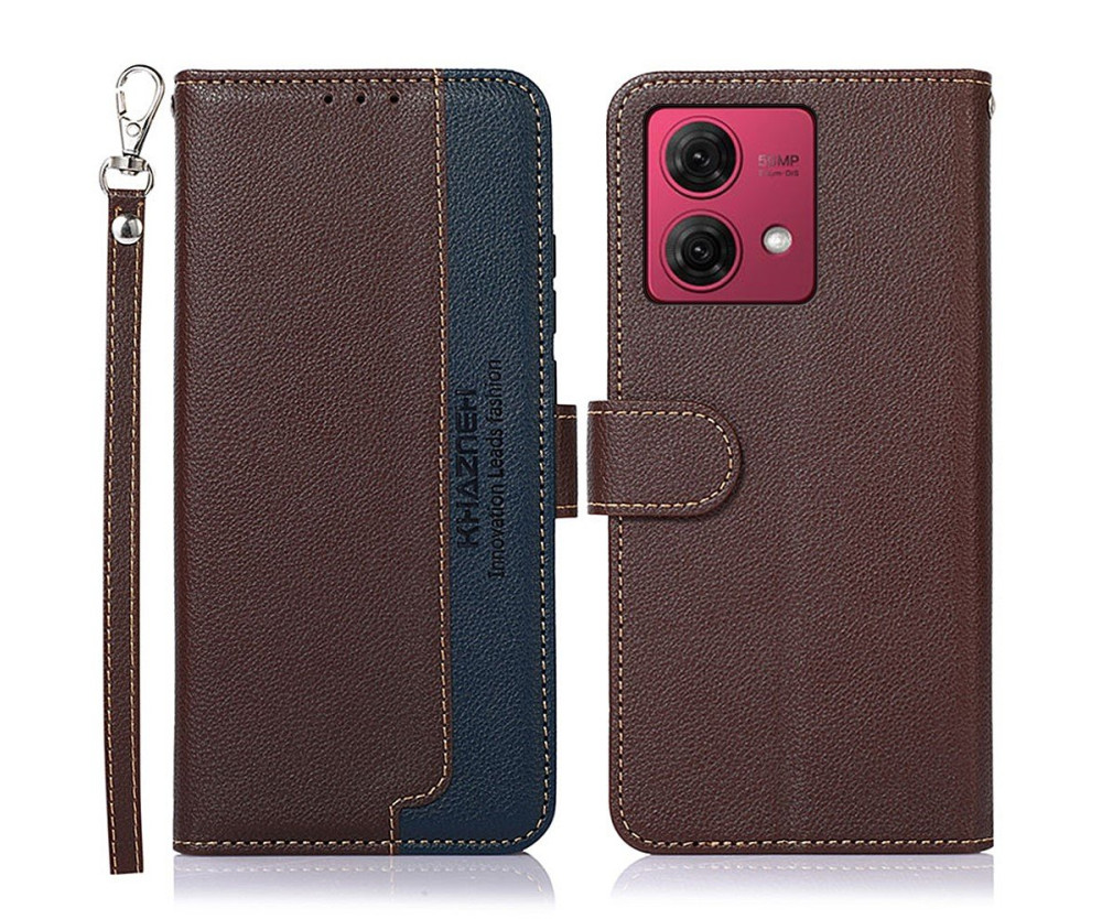 Motorola Moto G84 5G KHAZNEH Plånboksfodral - Brun/Blå