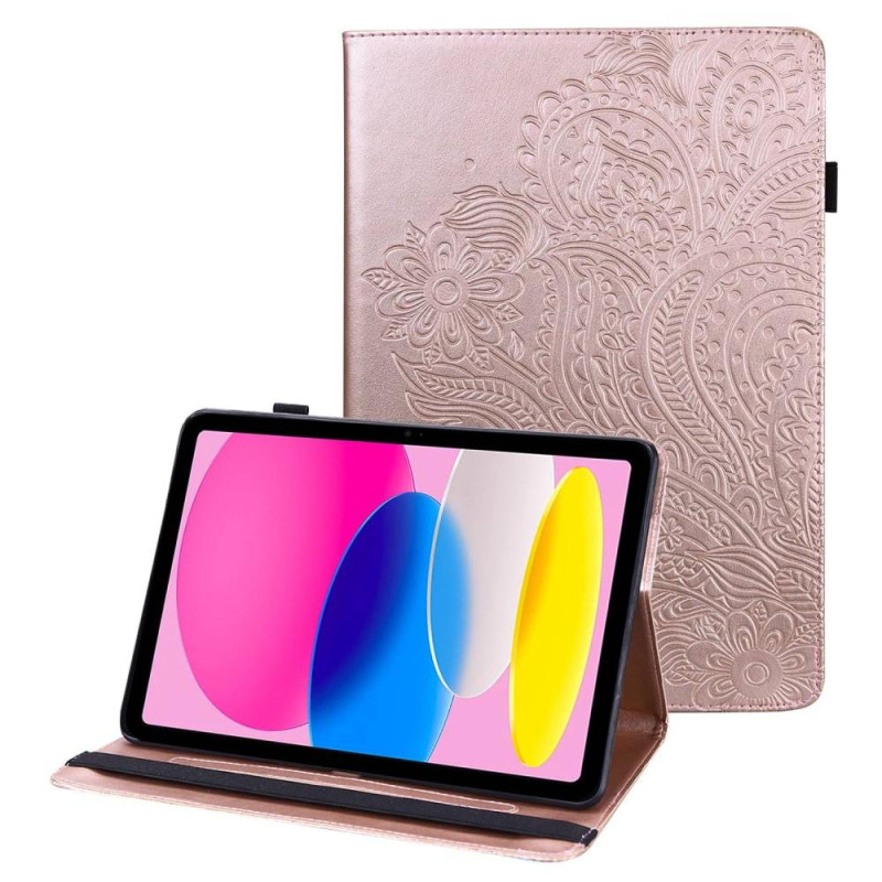 Til iPad 10.9 (2022) Tabletetui Cover Blomsterprægning - Rose Gold