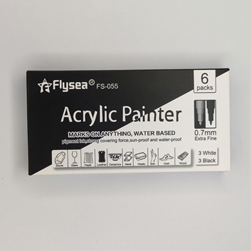 2 kpl 1 Musta 1 Valkoinen Akryylivärinen kynävärimerkki lasille paperi kivi
